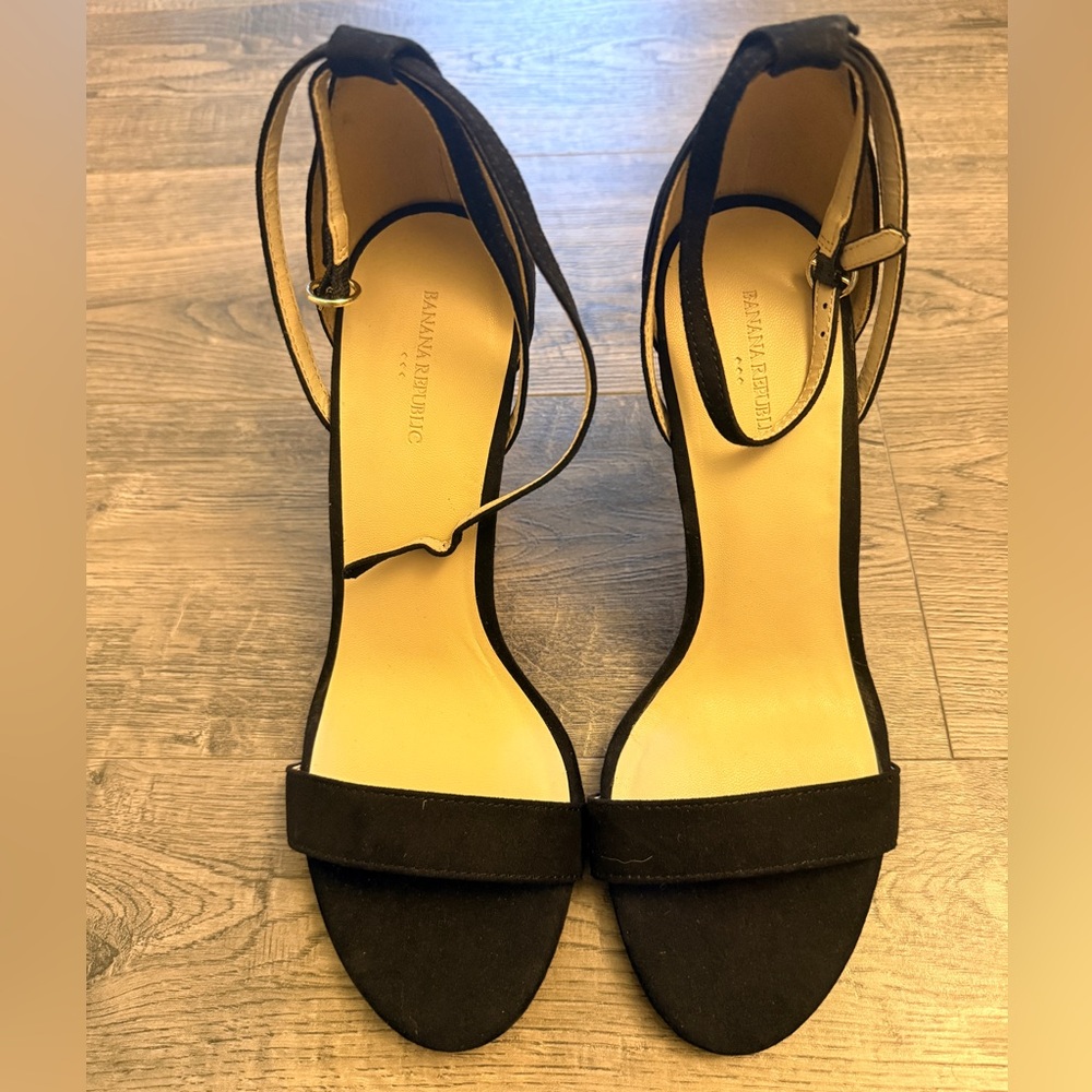 Banana Republic Factory Black Suede Ankle Strap Sandals